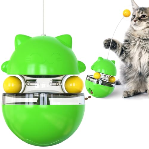 Lustiges Katzenspielzeug, interaktives Katzenspielzeug, Spielzeugbälle zum Auslaufen von Katzenfutter, Katzenspielzeug mit Trinkbechern Grün von Generic