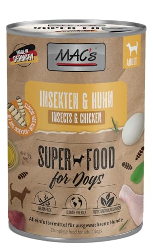 Mac's Dog | Hundefutter Insekt | mit Rind oder mit Huhn | auch als 6er Mix | bei Futtermittelunverträglichkeiten geeignet | getreidefreies Nassfutter für Hunde (6X 400g, Insekten & Huhn) von Generic