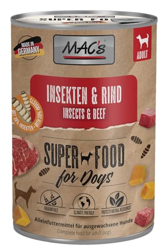 Mac's Dog | Hundefutter Insekt | mit Rind oder mit Huhn | auch als 6er Mix | bei Futtermittelunverträglichkeiten geeignet | getreidefreies Nassfutter für Hunde (6X 400g, Insekten & Rind) von Generic