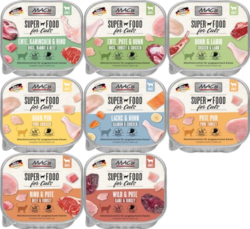 Mac's Cat Mixpaket | 10 x 100g Schalen | mehr als 90% Fleischanteil | Getreidefreies Nassfutter für Katzen | Garantierter 5-Sorten-Mix von Generic