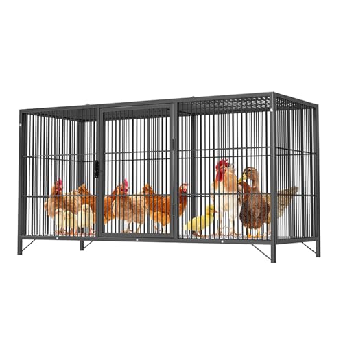 Metall-Hühnergehege Mit 2CM-Verschlüsselungslückendesign, Garten-Hinterhof-Haustier-Geflügelstall Mit Sicherheitsschloss Für Hühner, Enten, Kaninchen Und Kleine Tiere(150 * 60 * 60cm) von Generic