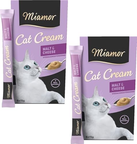 Miamor Cat Cream Malt & Cheese | Doppelpack 2X 6x15g (180g) | Verdauungsfördernd | ganz ohne Farb- und Konservierungsstoffe von Generic