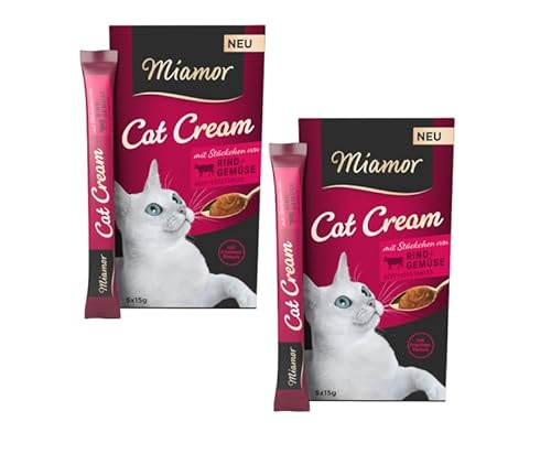 Miamor Cat Cream mit Rind + Gemüse | Doppelpack 2X 5x15g (150g) | mit zarten Rind- und Gemüsestückchenm von Generic