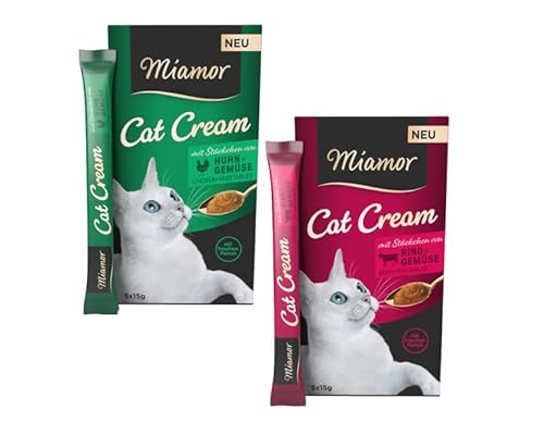 Miamor Cat Cream mit Rind & Huhn + Gemüse | Bundle | Doppelpack 2X 5x15g (150g) | mit zarten Rind, Huhn- und Gemüsestückchen von Generic