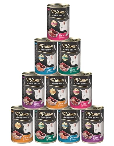 Miamor Feine Beute 10 x 400g Katzenfutter | Mixpaket | garantierter 4 Sorten Mix | Fleisch pur, ohne Getreide, ohne Soja | Nassfutter für Katzen von Generic