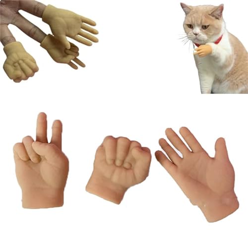 Mini-Hände für Katzen, kleine menschliche Katzenhände, gekreuzte Mini-Hände für Katzen, kleine gefaltete Hände für Katzenpfoten, Dehnbare TPR-Hände Katzenspielzeug (3PCS-B) von Generic