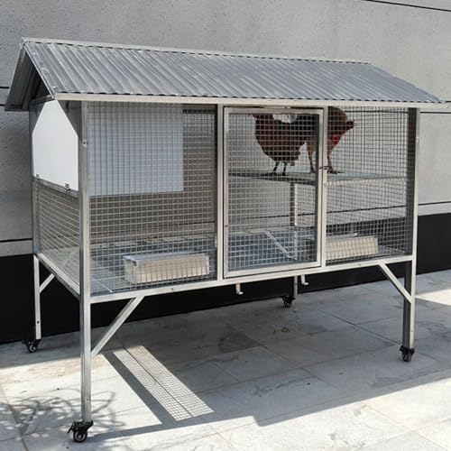 Mobiler Hühnerauslauf Mit Eiersammelbereich Und Sitzplattform Hühnerstall Freilaufgehege Verzinktes Rohrmaterial Abnehmbares Türdesign 150 * 90 * 134cm von Generic