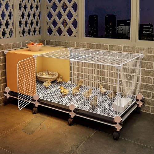 Mobiler Hühnerstall Mit Auslauf Und 360°-Rollen Halbgeschlossener Hühnerbereich Abnehmbarer Tray Und 1,5 cm Verschlüsseltes Drahtgewebe Gehege Für Kleintiere(105 * 45 * 45CM) von Generic