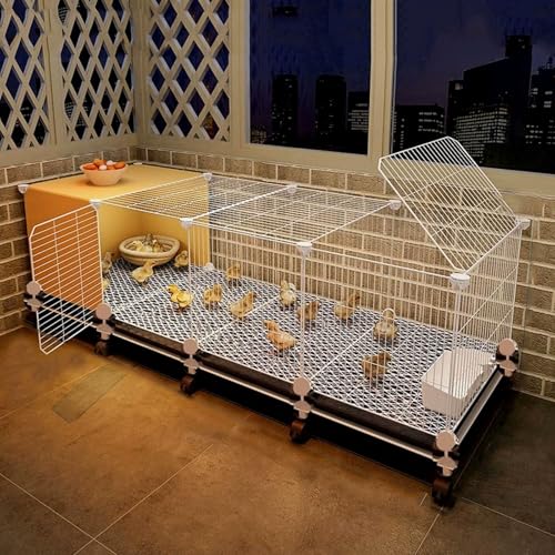 Mobiler Hühnerstall Mit Auslauf Und 360°-Rollen Halbgeschlossener Hühnerbereich Abnehmbarer Tray Und 1,5 cm Verschlüsseltes Drahtgewebe Gehege Für Kleintiere(140 * 35 * 45CM) von Generic