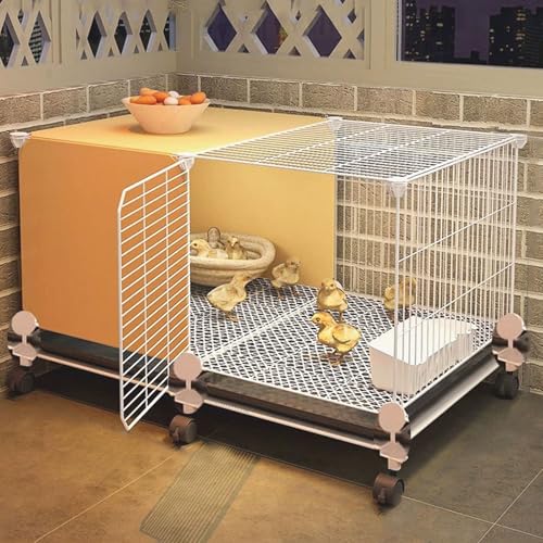 Mobiler Hühnerstall Mit Auslauf Und 360°-Rollen Halbgeschlossener Hühnerbereich Abnehmbarer Tray Und 1,5 cm Verschlüsseltes Drahtgewebe Gehege Für Kleintiere(70 * 45 * 45CM) von Generic