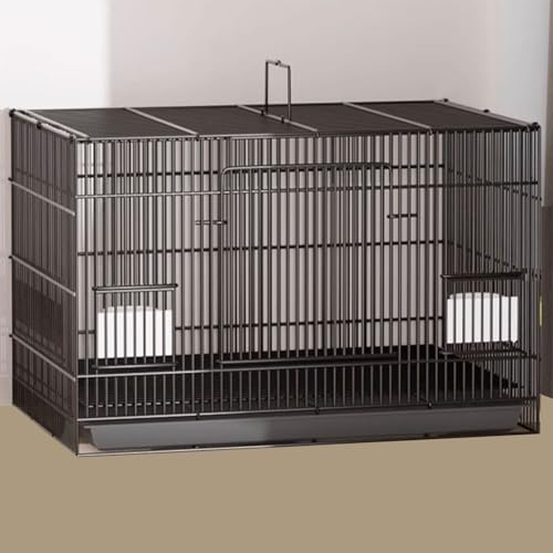 Mobiler Hühnerzaun Mit Tablett Und Griff Aus Eisen Kann 10 Kg Tragen Hühnerstall für Den Innenbereich Mehrtüriges Design 3 Größen(Schwarz, Weiß)(Black,60 * 42 * 40CM) von Generic