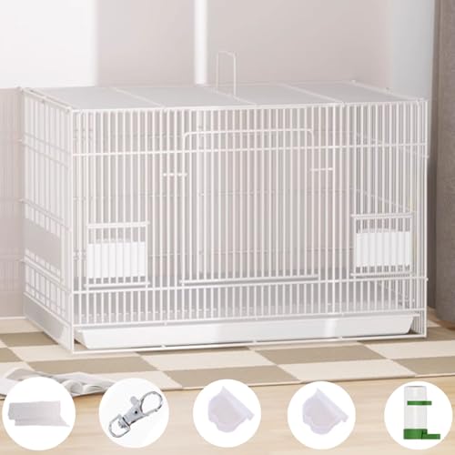 Mobiler Hühnerzaun Mit Tablett Und Griff Aus Eisen Kann 10 Kg Tragen Hühnerstall für Den Innenbereich Mehrtüriges Design 3 Größen(Schwarz, Weiß)(White,60 * 42 * 40CM) von Generic