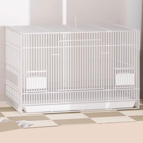 Mobiler Hühnerzaun Mit Tablett Und Griff Aus Eisen Kann 10 Kg Tragen Hühnerstall für Den Innenbereich Mehrtüriges Design 3 Größen(Schwarz, Weiß)(White,60 * 42 * 40CM) von Generic