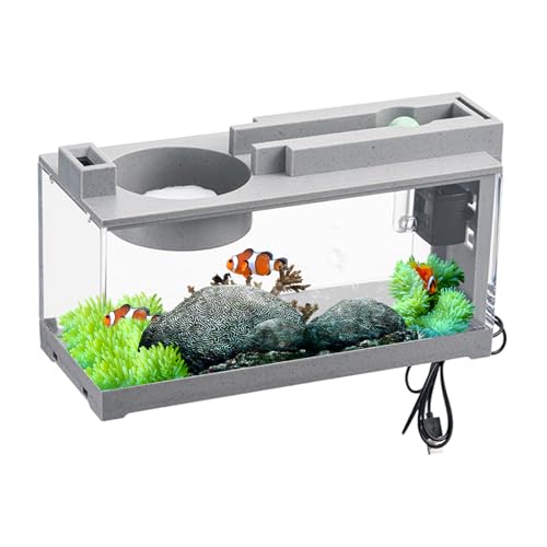 Modern Aquarium – Desktop-Fischanzeige, LED-Wasserpumpe mit Filter, für Habitat Betta, Garnelenschale, kompakte Installation von Dekorationen Modern Aquarium – Desktop-Fischanzeige, LED-Wasserpumpe mit Filter, für Habitat Betta, Garnelenschale, kompakte Installation von Dekorationen von Generic