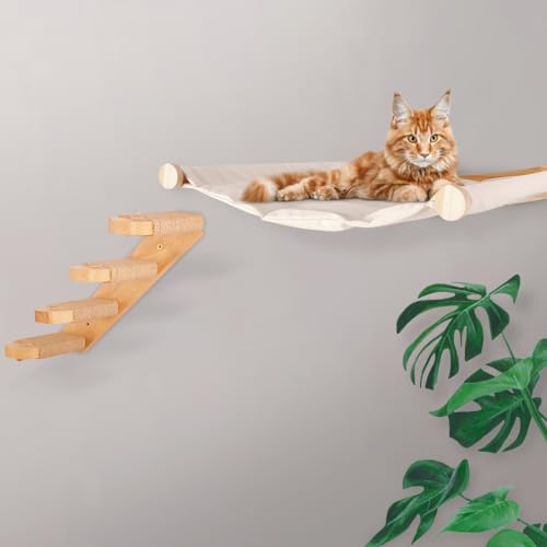 Moderne Katzenwandhängematte mit Stufen, Montiertes Katzenregal zum Sitzen und Schlafen - Katzenbaum Wandhalterung, Katzenkletterregal, Katzenwandsystem für große Katzen oder Kätzchen von Generic