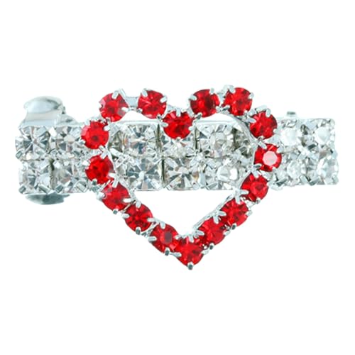Modische Haarnadel mit Pfirsichherz für Hunde, Tierhaar-Accessoires, Katzen- und Hundezubehör, geeignet für Hunde Zeckenhalsband Ohne Chemie (Red, One Size) von Generic