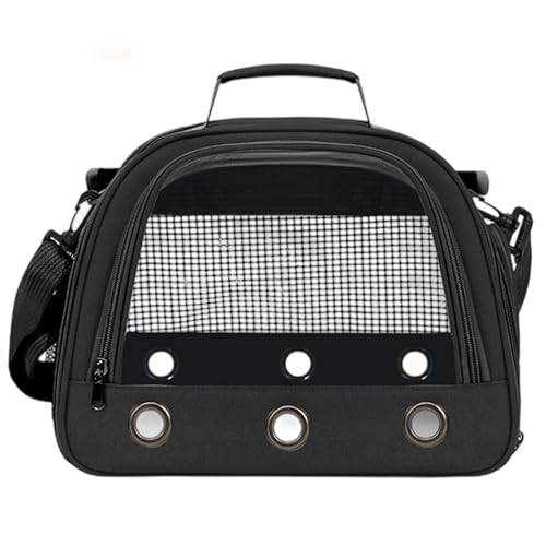 Multifunktionaler Kleintierrucksack und Haustiertasche, Kleiner Kaninchen-, Katzen-, Hunde-, Vogelrucksack mit Futternapf- und Tablett, tragbar, atmungsaktiv, für kleine Vögel, (Black, One Size) von Generic