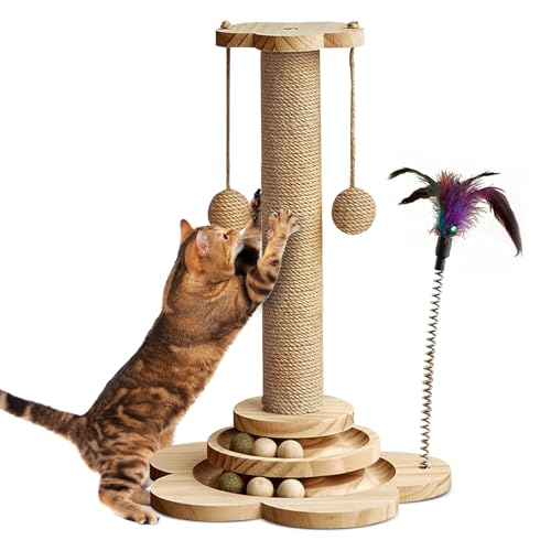 Natürliche Sisal Cat Kratzerpfosten - robust für kleine Indoor -Katzen und -kätzchen, Features Kratzpfosten, Spielplattform und Spielzeug, einfache Montage, platzsparende Verspannung Natürliche Sisal Cat Kratzerpfosten - robust für kleine Indoor -Katzen und -kätzchen, Features Kratzpfosten, Spielplattform und Spielzeug, einfache Montage, platzsparende Verspannung von Generic