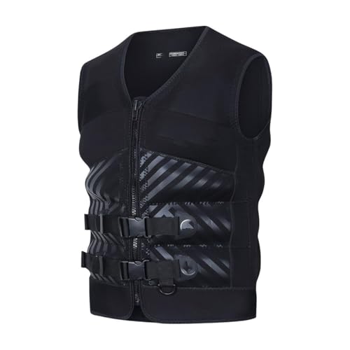 Neopren-Rettungsweste for Erwachsene, Schwimmweste mit Auftriebshilfe, Sicherheitsweste for Wassersport, Bootfahren, Schnorcheln, Kajakfahren(Schwarz,3X-Large) von Generic