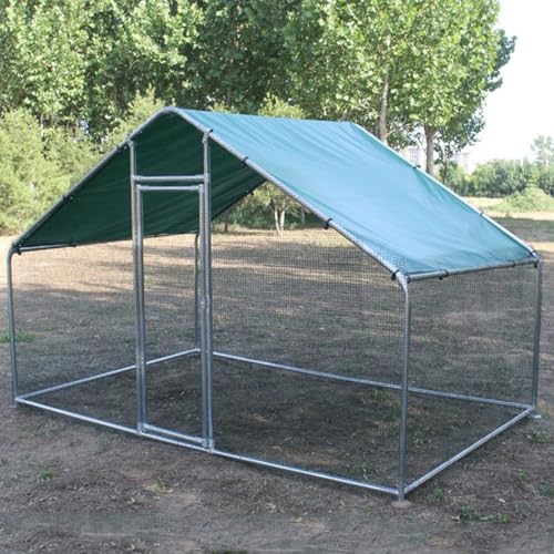 Netz Hühnergehege Groß Einfachs Aufzustellen Stahlrohrmaterial Wetterfest Hühnerhaus Mit Plane Und Draht Auch Als Entenstall Hasenstall Verschiedene Größen(200 * 300 * 200CM) von Generic