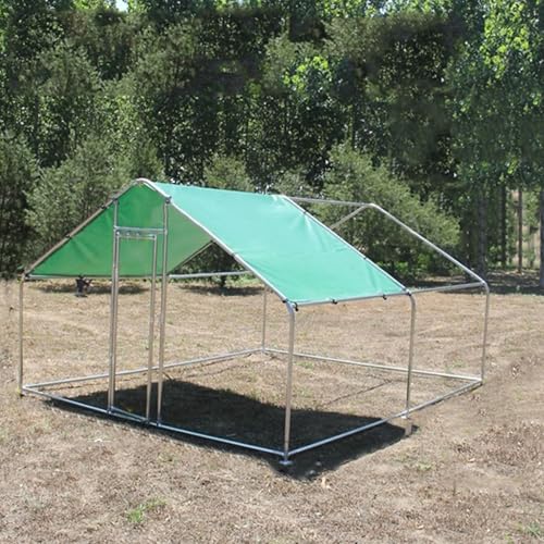 Netz Hühnergehege Groß Einfachs Aufzustellen Stahlrohrmaterial Wetterfest Hühnerhaus Mit Plane Und Draht Auch Als Entenstall Hasenstall Verschiedene Größen(600 * 300 * 200CM) von Generic