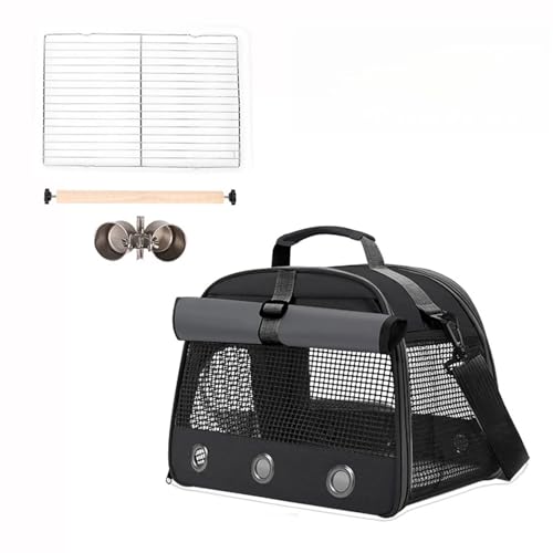 New Papageienkäfig, atmungsaktive Haustiervogel-Tasche mit Tablett für Sitzstangen und Zelt – Vogelhaus ideal für Papageien und kleine Vögel (schwarz) von Generic