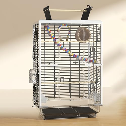 Nymphensittich Käfig, Vogelkäfig Groß, mit Dachfenster, Erhöhtem Ausziehfahrgestell, for Kleine und Mittelgroße(Black(with Door)) von Generic