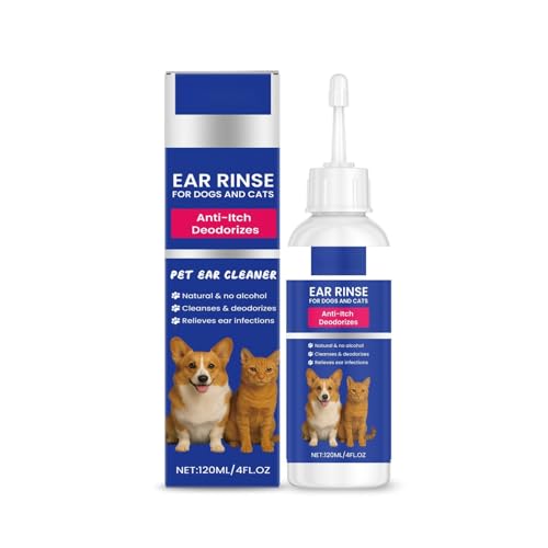 Ohrenreiniger für Haustiere, tägliche Pflege bei Ohrenbeschwerden sanfter Reinigung von Ohrenschmalz, 120 ml Rmf876 (Blue, 4x17.5cm) von Generic