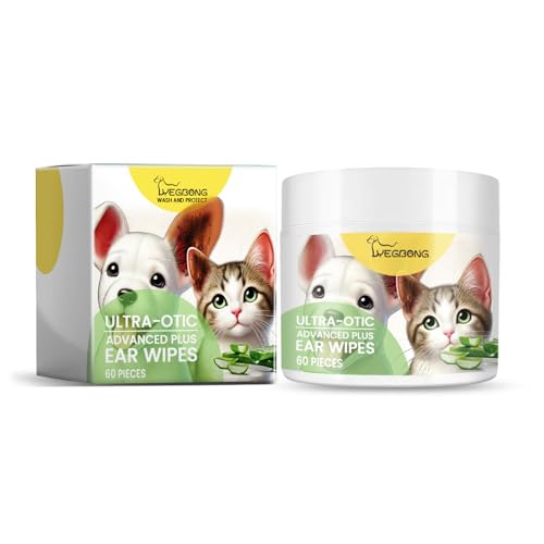 Ohrpflege Baumwolle-Pads für Hunde Katzen, 60PCS/Box Hund Ohren Reinigungspads Stoppen Entzündungen Juckreiz, Ohrenpflege Ohrenschmalz Entferner Reinigungstücher (1 Box,60 PCS) von Generic