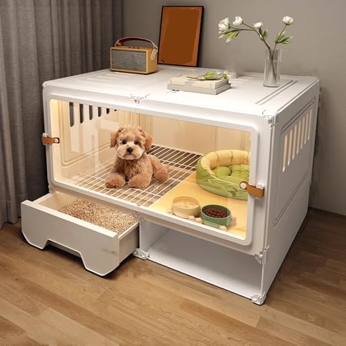 Outdoor Katzenhaus Winterfest Gross Leicht zu Reinigender, Katzenkäfig Balkon Katzenhütte im Freien for Wenig Platz, Stabile Katzenkäfige, Montieren(White,71 * 46 * 52cm) von Generic