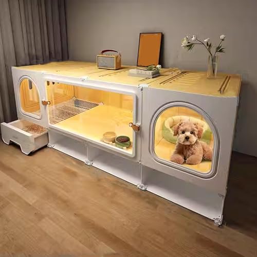 Outdoor Katzenhaus Winterfest Gross Leicht zu Reinigender, Katzenkäfig Balkon Katzenhütte im Freien for Wenig Platz, Stabile Katzenkäfige, Montieren(Yellow,141 * 46 * 52cm) von Generic
