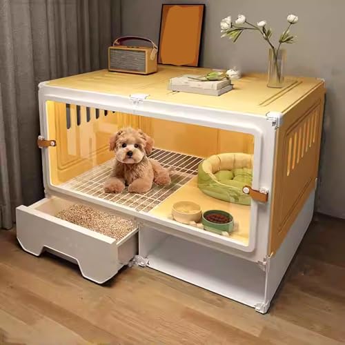 Outdoor Katzenhaus Winterfest Gross Leicht zu Reinigender, Katzenkäfig Balkon Katzenhütte im Freien for Wenig Platz, Stabile Katzenkäfige, Montieren(Yellow,71 * 46 * 52cm) von Generic