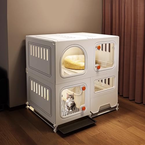 Outdoor Katzenhaus Winterfest Gross mit Katzentoilette Bieten Platz for 2 Katzen, Katzenhaus Indoor 2 Etagen mit Haustieren for Den Innenbereich(70 * 45 * 77cm) von Generic