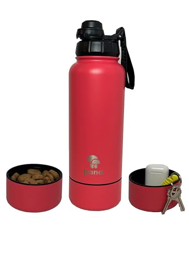 PANA Hunde-Wasserflasche – 900 ml Edelstahl, auslaufsicherer Spender mit Napf – ideal für Reisen, Spazierengehen, Wandern und Outdoor-Abenteuer (Korallenrosa) von Generic