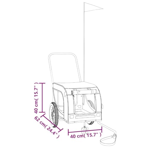 PET -Fahrradanhänger, Grau und Schwarz, Langlebiger Eisenrahmen, Bequemes Oxford -Stoff -Design, Sicheres Fahren mit PVC -Regenfenster, Breite Anwendungen von Generic