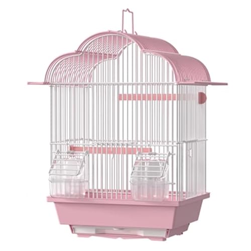 Papagei Käfig, Vogelkäfig, Anti-Jailbreak-Schnallendesign, mit Tragegriff, for Pfingstrosenpapageien, Mynas, Munias und Perlenvögel(Pink,Large) von Generic