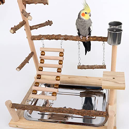 Papageien-Spielständer für Papageien, Vogel, Spielständer aus Holz, mit Stahlplatte von Generic
