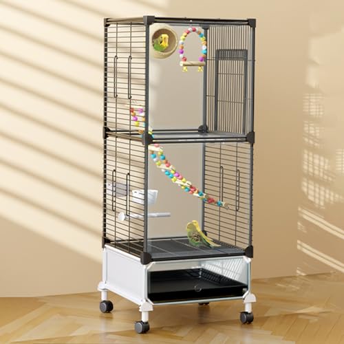 Papageienkäfig, Vogelkäfig mit Ständer, mit Stauraum, mit Vogelspielzeug, for Sittiche, Aras, Finken(Small) von Generic