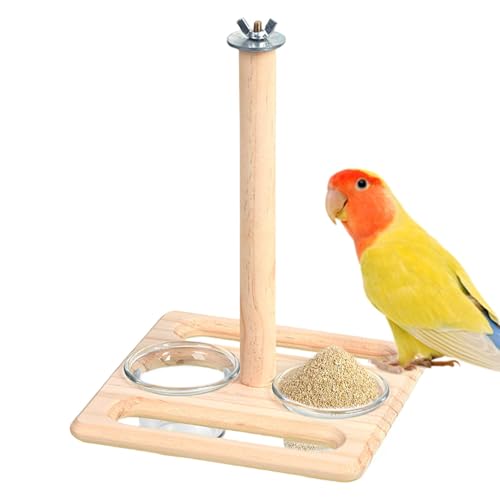 Papageiensitzstangen für mittelgroße Vögel, Vogelkäfigsitzstangen | Wellensittichbarsch aus mit Futternapfbechern - Papageien-Vogelständer, Vogelsitzstange mit Futter- und Wassernäpfen, Futterspe von Generic