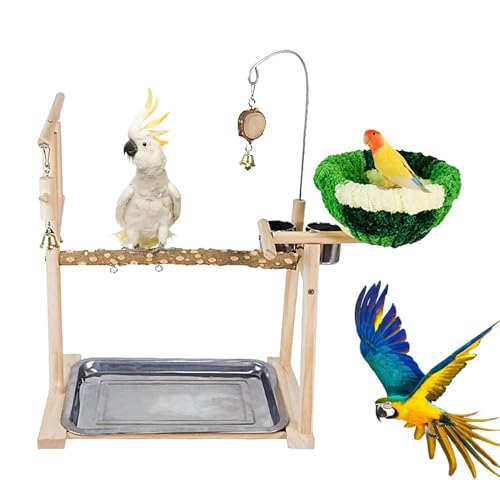 Parrot Play Gym Ständer, Sittich Vogel Aktivität Spielcenter, Naturholz Conure, Wellensittich, Lovebird Stand Activity Play Center Krallenschleifspielzeug Parrot Play Gym Ständer, Sittich Vogel Aktivität Spielcenter, Naturholz Conure, Wellensittich, Lovebird Stand Activity Play Center Krallenschleifspielzeug von Generic