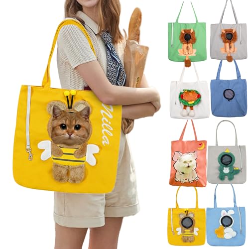 Personalisierte Bestickt Pet Carrier Bag - Ideal Für Kleine Hunde Und Katzen, Stilvolle Single-Shoulder-Design Mit Benutzerdefinierten Namen, Erhältlich In Mehreren Farben Größen (Gelb) von Generic