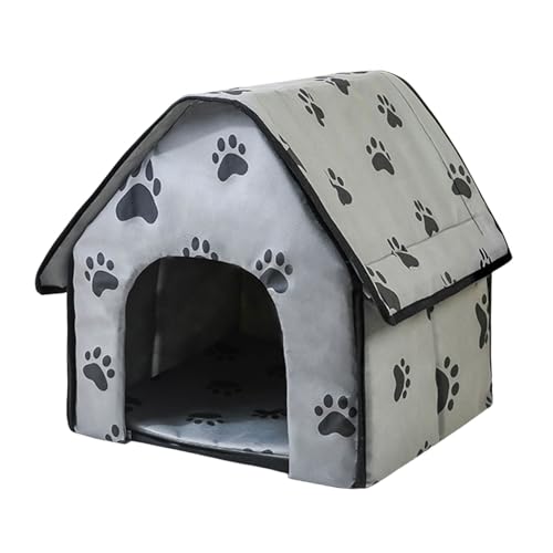 Pet Home MpE181 Hundehütte / Hundehütte / Hundehütte mit Fußabdruck-Muster, zusammenklappbar, bequem, klein und mittelgroß, Grau, Einheitsgröße von Generic