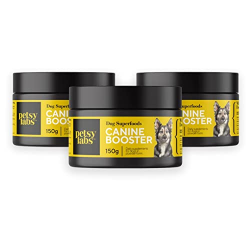 Petsy Labs Canine Booster mit Grünlippmuschel (3 x 150 g), Grünlippmuschelpulver, Nahrungsergänzungsmittel für Hunde, Stärkt das Immunsystem, Beweglichkeit der Gelenke von Petsy Labs