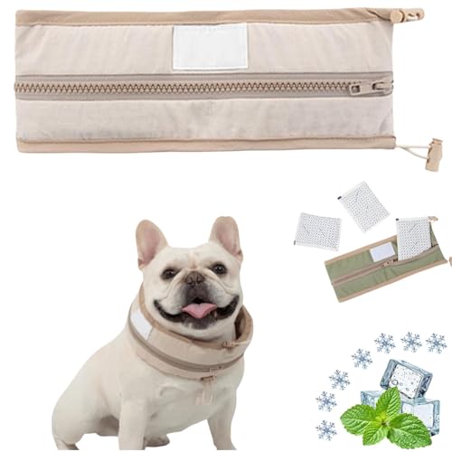 Petzymart Cool Loop, Petzymart Cool Collar, Kühlhalsband for Hunde mit Kühlakkus, wiederverwendbares Sommer-Halsband, um mittelgroße und große Hunde im Freien kühl und bequem zu halten(Brown,M(8-12kg) von Generic