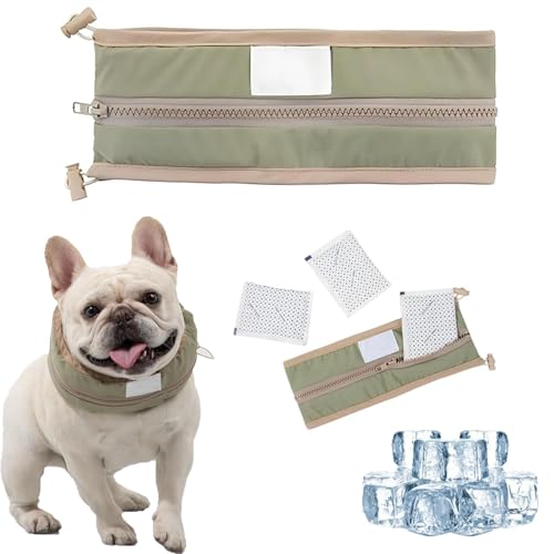 Petzymart Cool Loop, Petzymart Cooling Collar, Cooling Dog Collars for Summer, 14-24 in Adjustable Neck Length with 4-5 Ice Packs (Green,L) von Generic