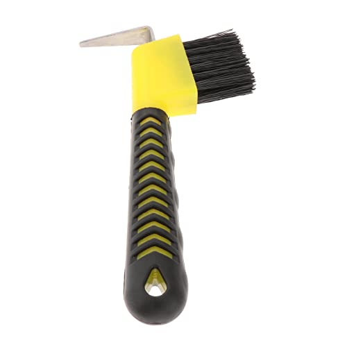 Pferdehuf Plektrum mit Bürstenwerkzeug Reitpflege Bürsten Soft Touch Gummigriff für Heimschuhe 1 Stück (gelb) von Generic