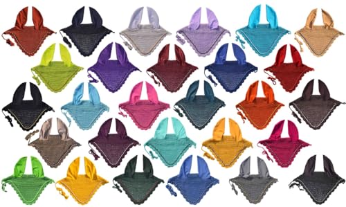 Pferdeohren Motorhaube Ohr Netz Hut Fliegenhaube Kapuze Maske Fliegenschleier Voll Handarbeit Baumwolle (COB, Gelb) von Generic