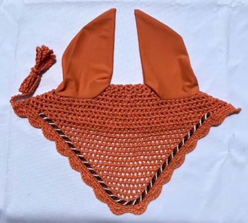 Pferdeohrenhaube, Ohrennetz, Hut, Fliegenhaube, Maske, Fliegenschleier, volle handgefertigte Baumwolle (Karotte, Pferd/Voll) von Generic