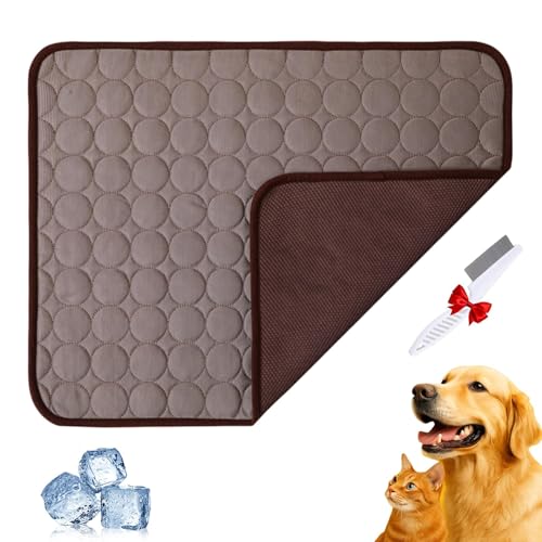 Pfotenfrost Kühlmatte für Katzen Hund, 3-Schicht-System Selbstkühlende Waschbar für Zuhause, Auto, Garten oder Unterwegs,Braun-M(62 * 50cm) von Generic