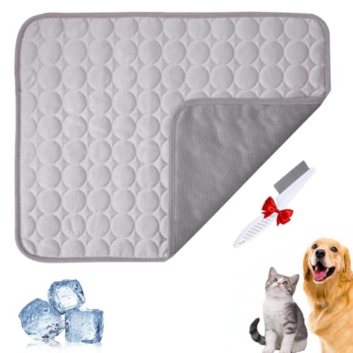 Pfotenfrost Kühlmatte für Katzen Hund, 3-Schicht-System Selbstkühlende Waschbar für Zuhause, Auto, Garten oder Unterwegs,Grau-S(50 * 40cm) von Generic